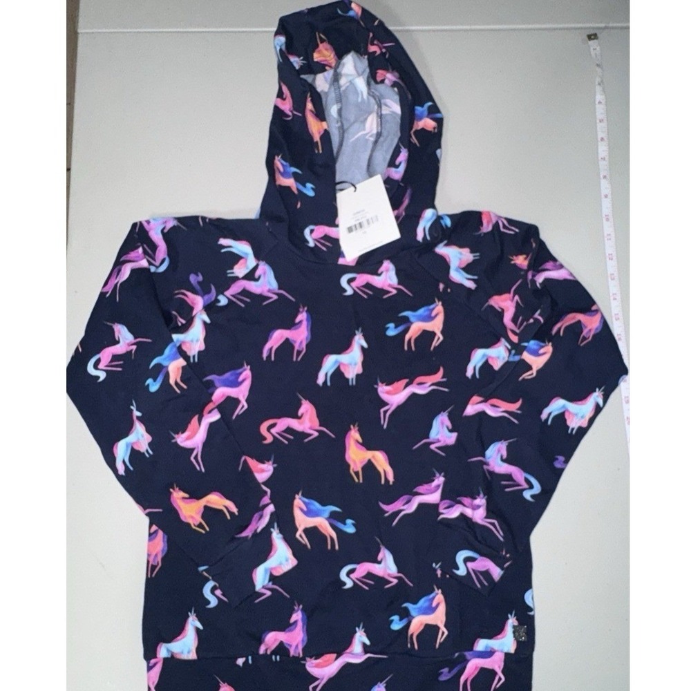Deux par Deux Girl 12 Hoodie Sweatshirt Printed Unicorn School Casual  Fall Cute